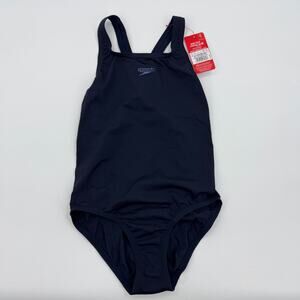 New SPEEDO Girl One Piece Swimsuit Size 11 - 12 Racerback Endurance Blue